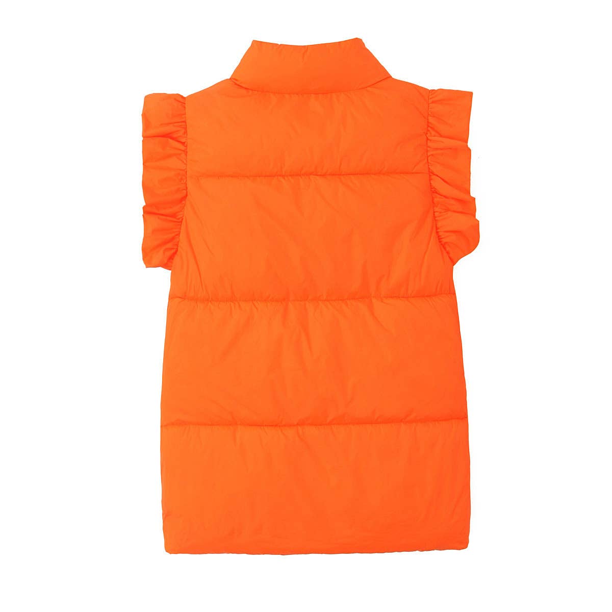 Stylish Loose Stand-Up Collar Ruffled Sleeve Cotton Vest in Orange