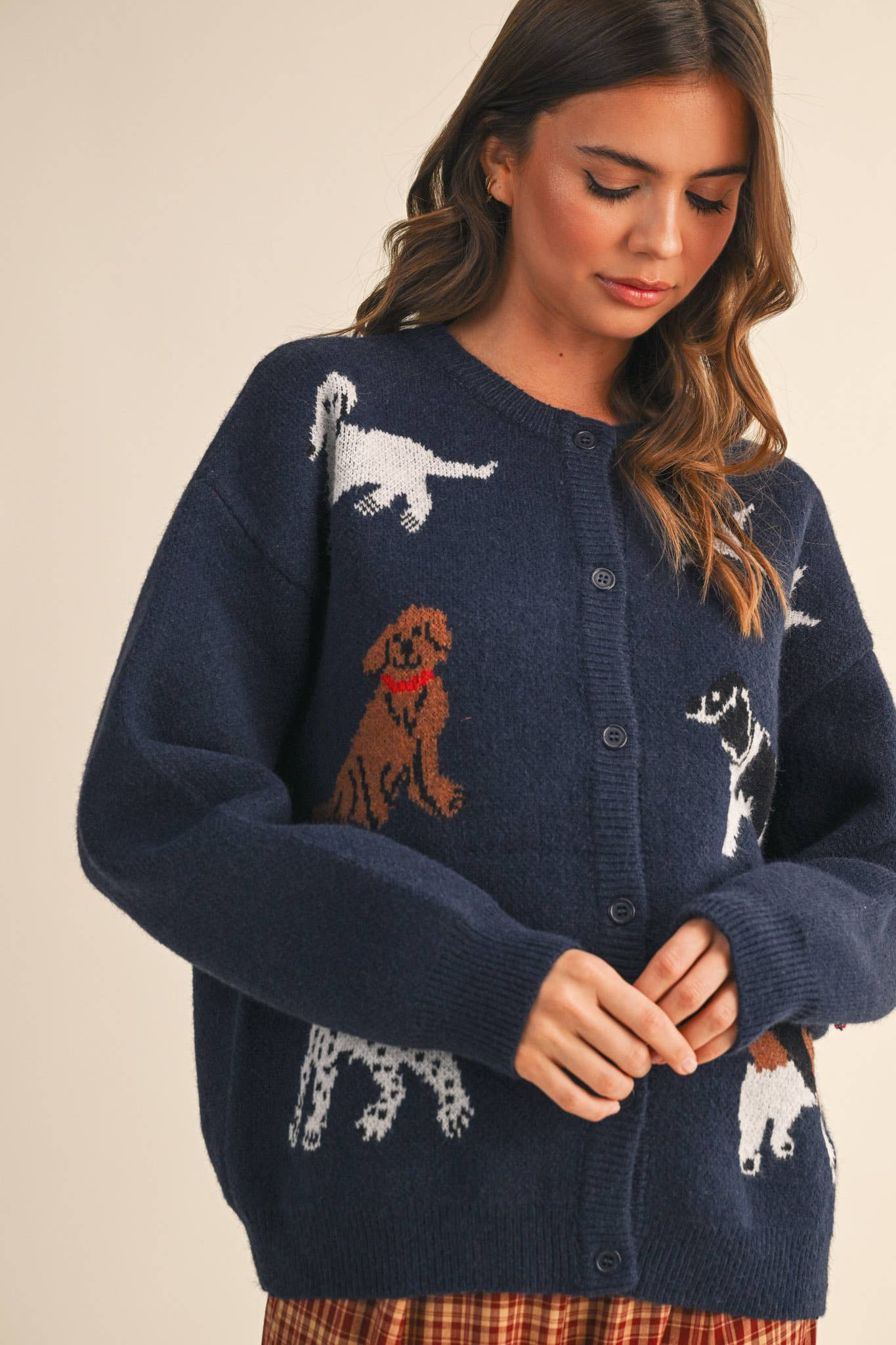 Haute Dog Knit Sweater Cardigan in Navy