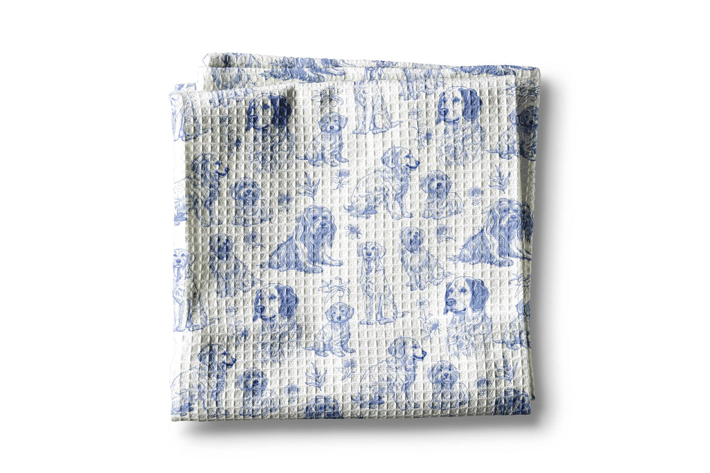 Blue & White Dog Chinoiserie Kitchen Towel