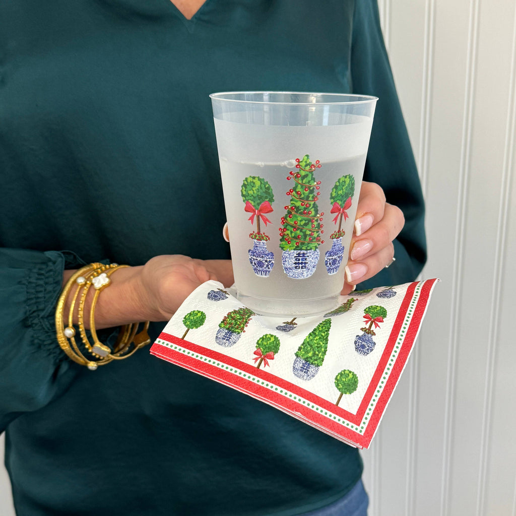 Chinoiserie Christmas Topiaries Shatterproof Cups