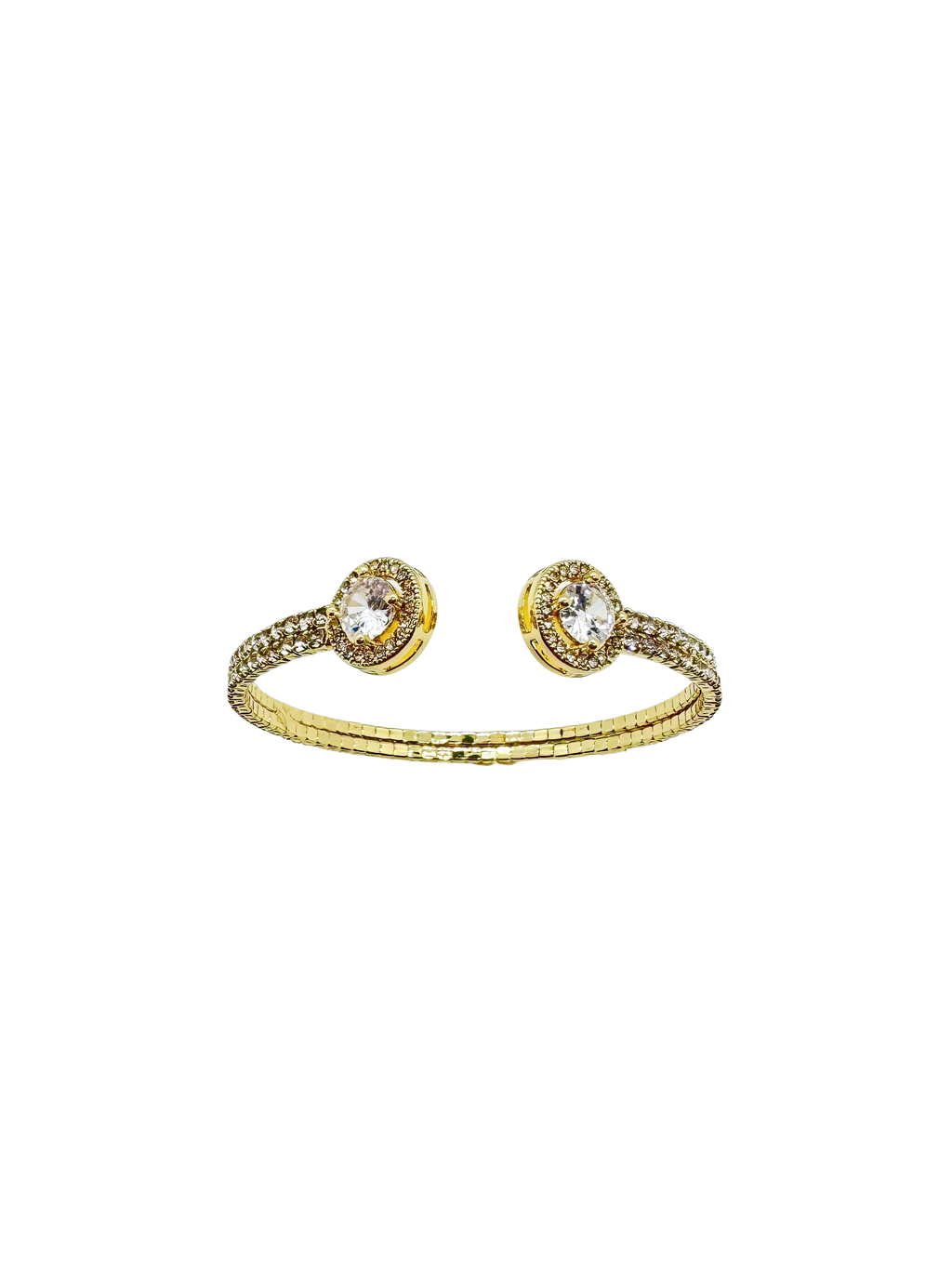 Anne Gold Tone Flexible Cuff Bracelet with C.Z. Accents