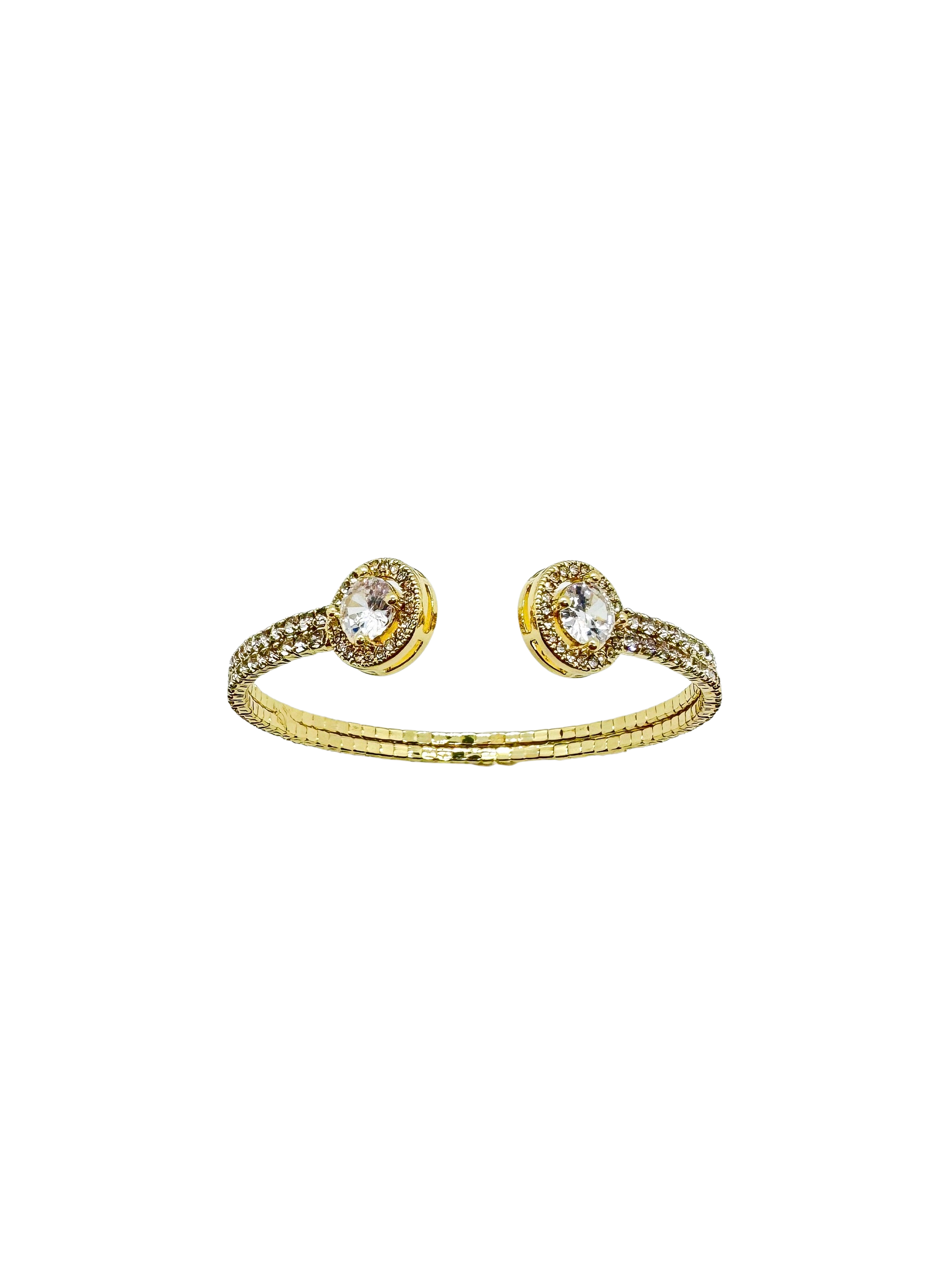 Anne Gold Tone Flexible Cuff Bracelet with C.Z. Accents