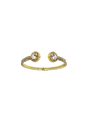 Anne Gold Tone Flexible Cuff Bracelet with C.Z. Accents