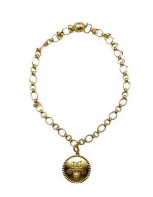 *Pre-Order* Bee's Knees Gold Plated Bee Pendant Necklace with Detachable Charm