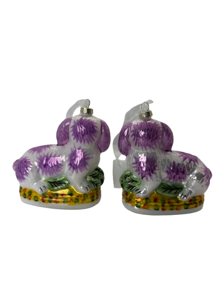 Staffordshire Bunny/Rabbit Glass Christmas Ornament Set in Pink