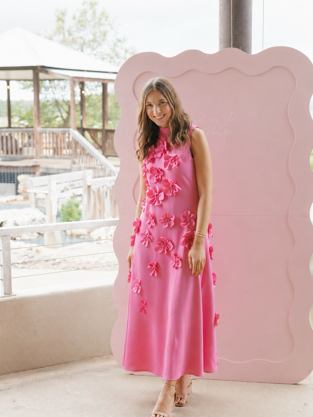 *Sale* Meg Sleeveless 3D Flower Maxi Dress in Pink SOLD OUT