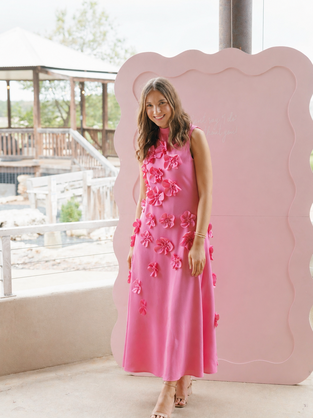 *Sale* Meg Sleeveless 3D Flower Maxi Dress in Pink SOLD OUT