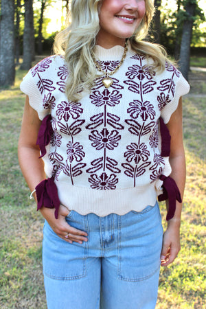 Emma Mock Neck Floral Sweater
