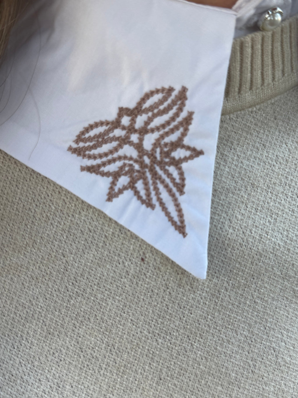 Horse Sweater Dress in Black w/Faux White Ruffled Oxford Dress