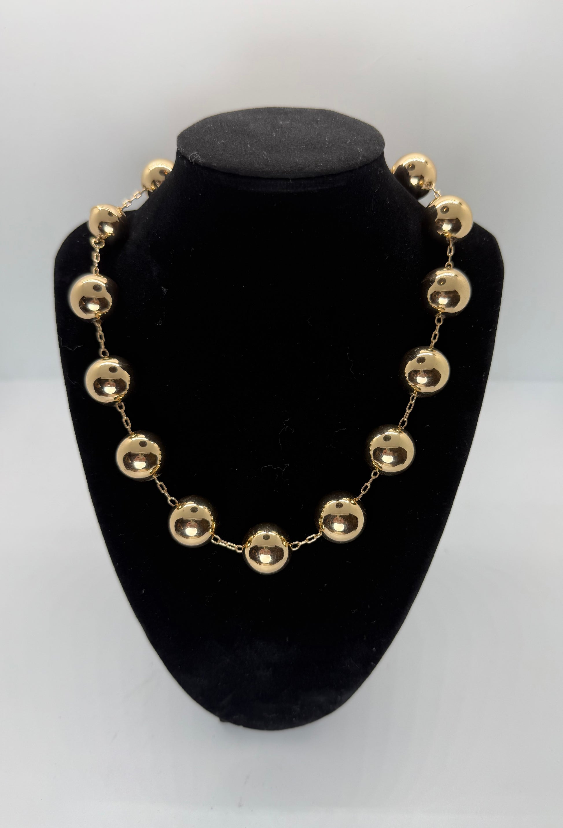 Gold Tone Large Bead Chain Necklace