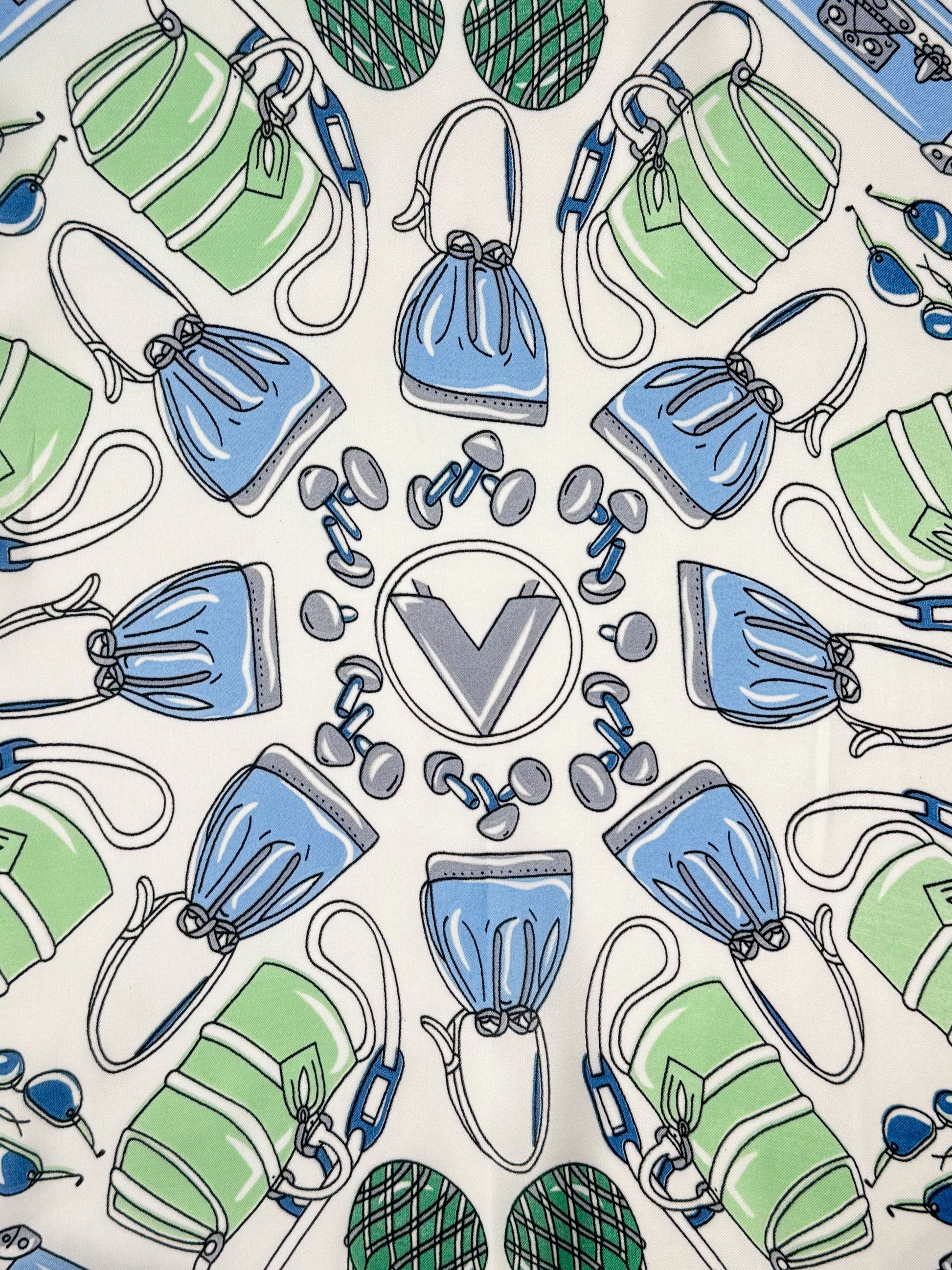 Isabel Light Blue Vintage Hand Bag Theme Scarf