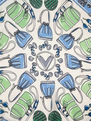 Isabel Light Blue Vintage Hand Bag Theme Scarf