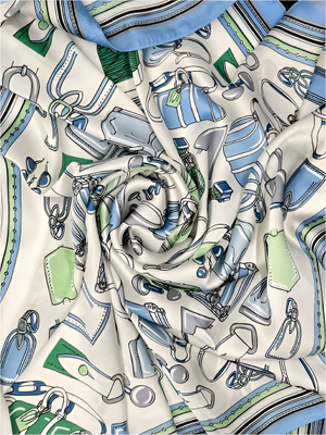Isabel Light Blue Vintage Hand Bag Theme Scarf