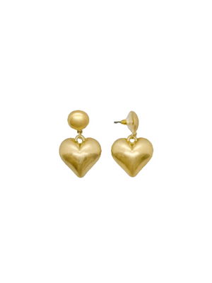 Ivana Vintage Gold Tone Heart Earrings