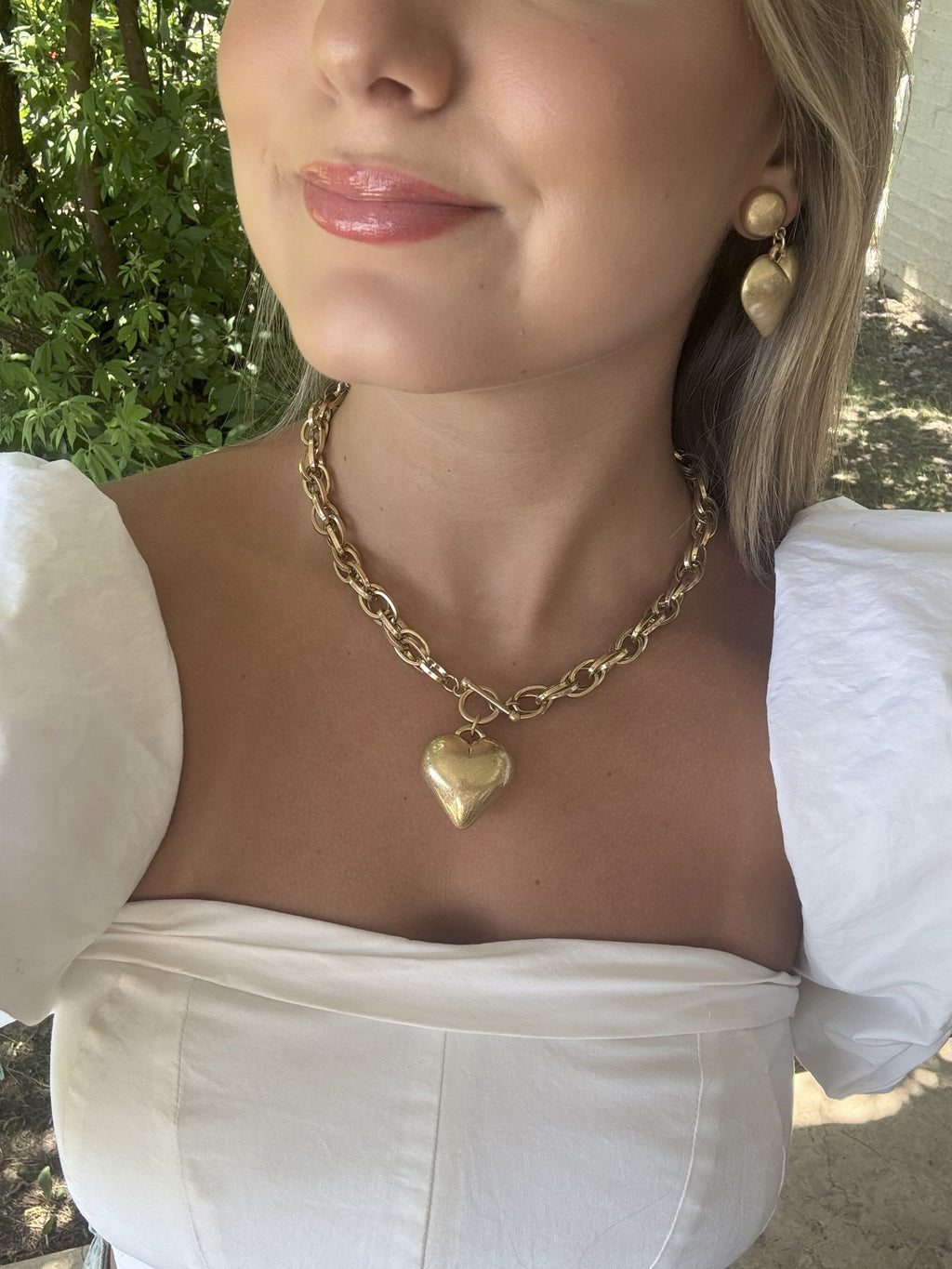 Ivana Vintage Gold-Tone Heart Pendant Necklace