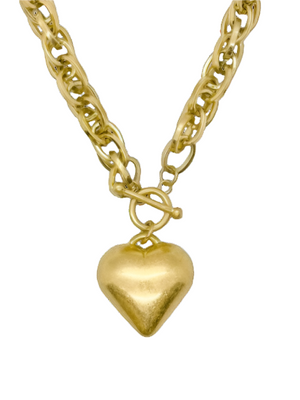 Ivana Vintage Gold-Tone Heart Pendant Necklace