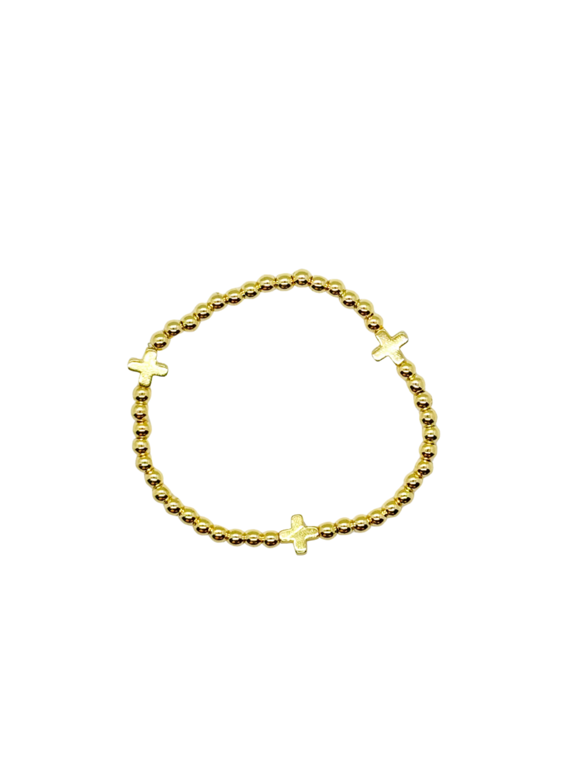 Julia Gold Tone 3.8mm Bracelet with Gold Tone Cross Accents