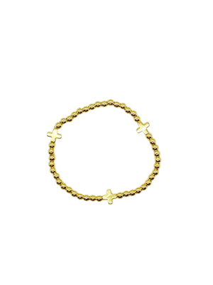 Julia Gold Tone 3.8mm Bracelet with Gold Tone Cross Accents