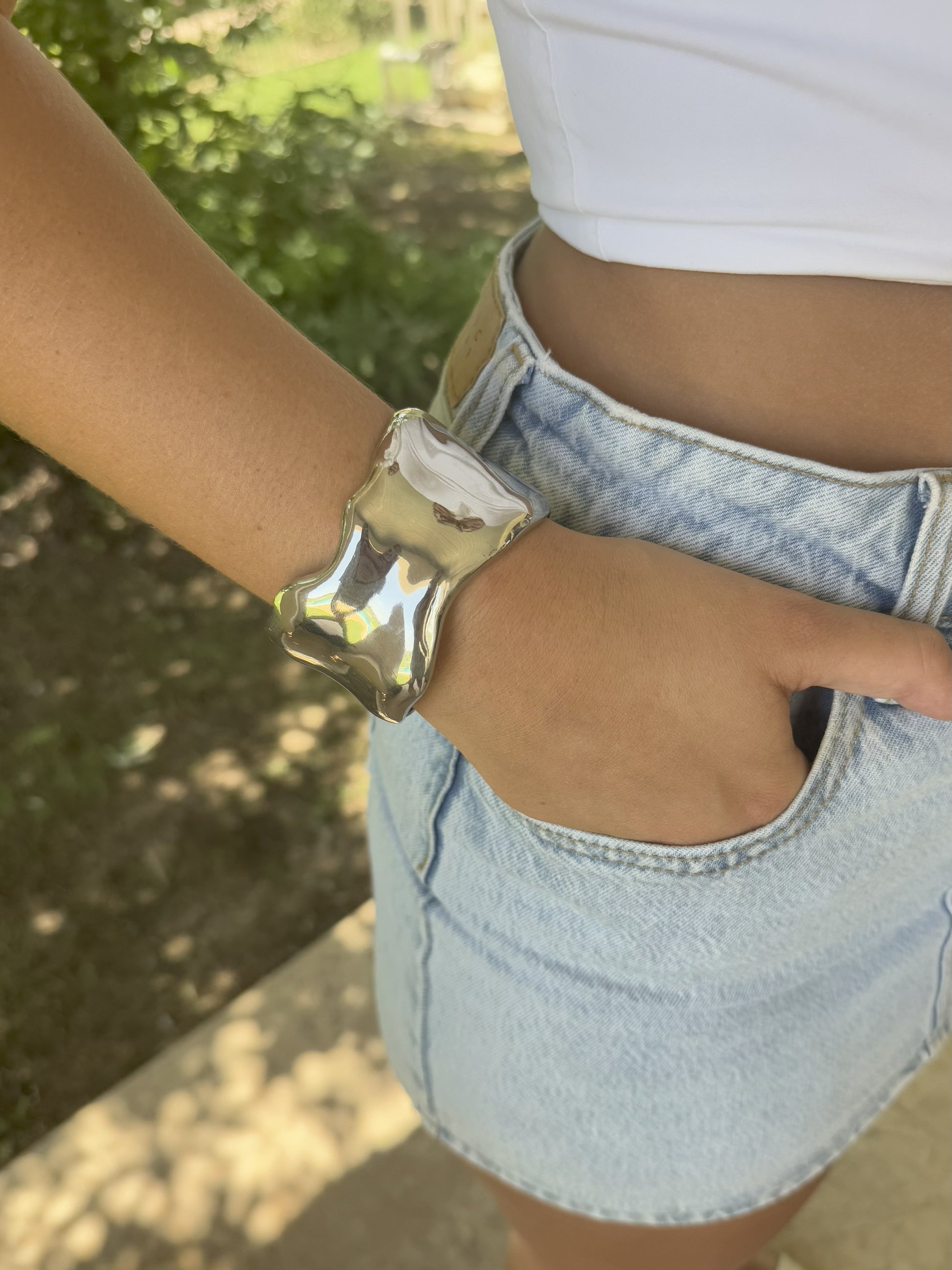 Julie Polished Silver-Tone Cuff Bracelet