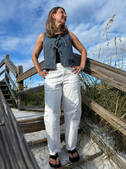 *FINAL SALE* Maryn Sleeveless Lace Up Denim Vest