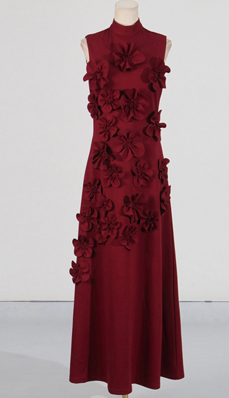 *Sale* Meg Sleeveless 3D Flower Maxi Dress in Pink SOLD OUT