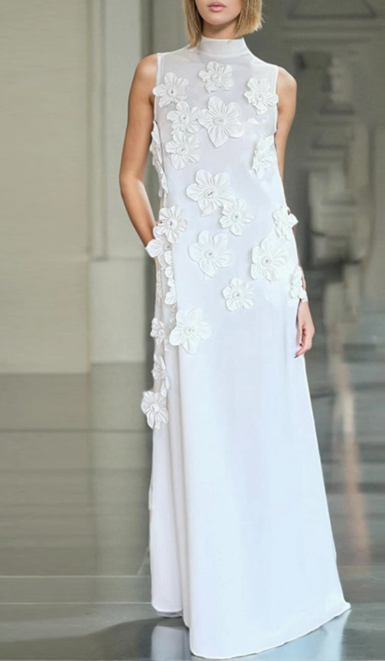 *Sale* Meg Sleeveless 3D Flower Maxi Dress in Pink SOLD OUT