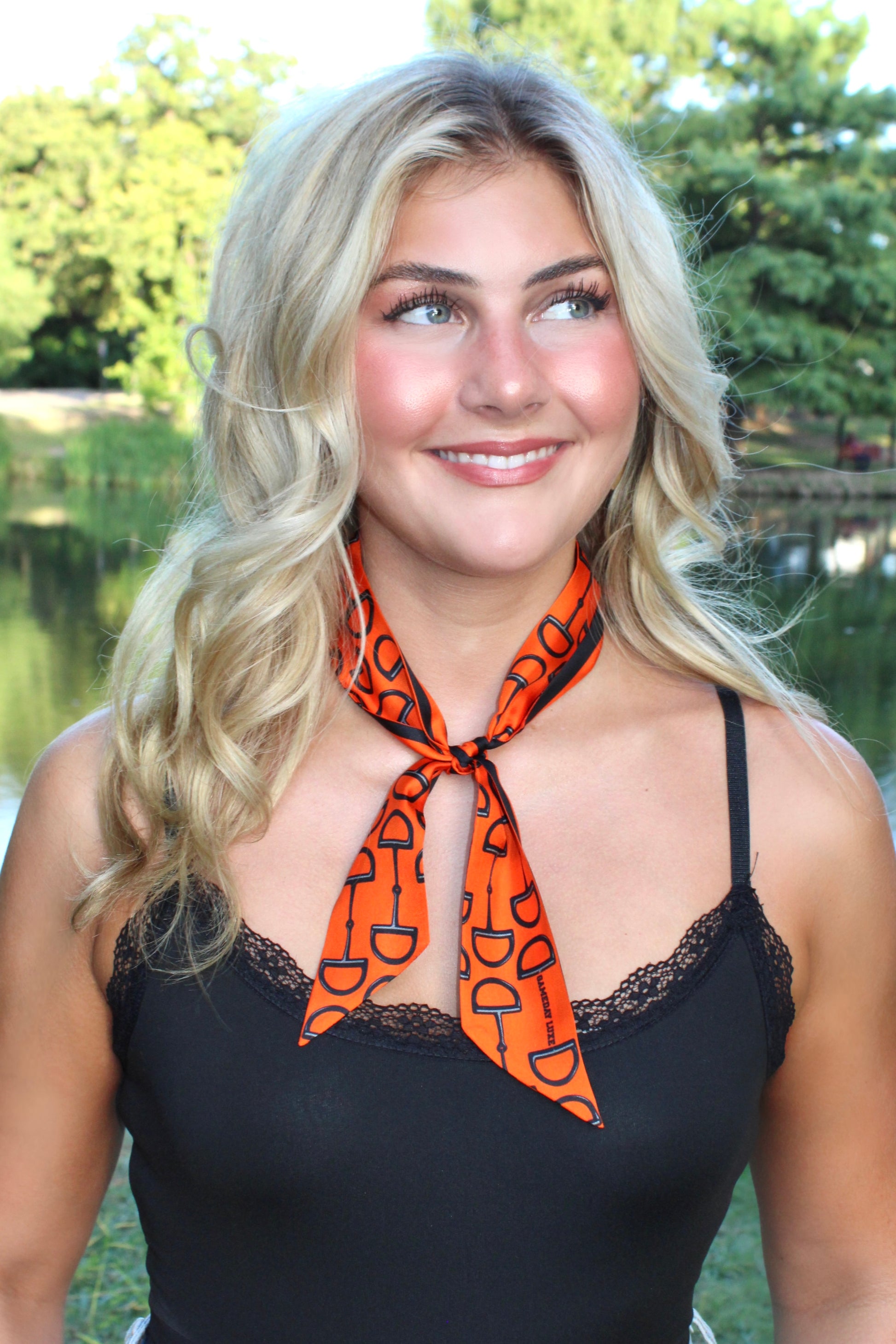 *Sale* Orange & Black Silk Game Day Scarf