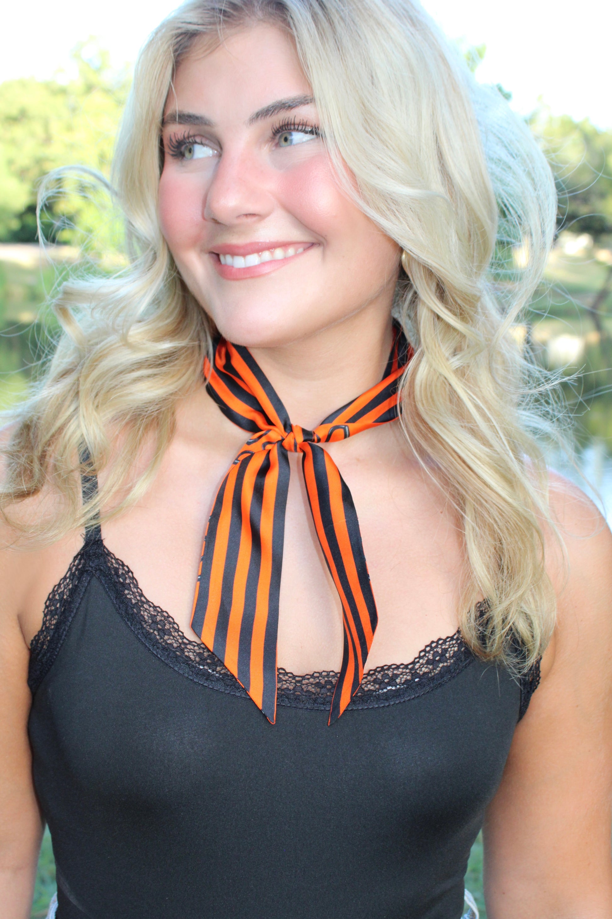 *Sale* Orange & Black Silk Game Day Scarf