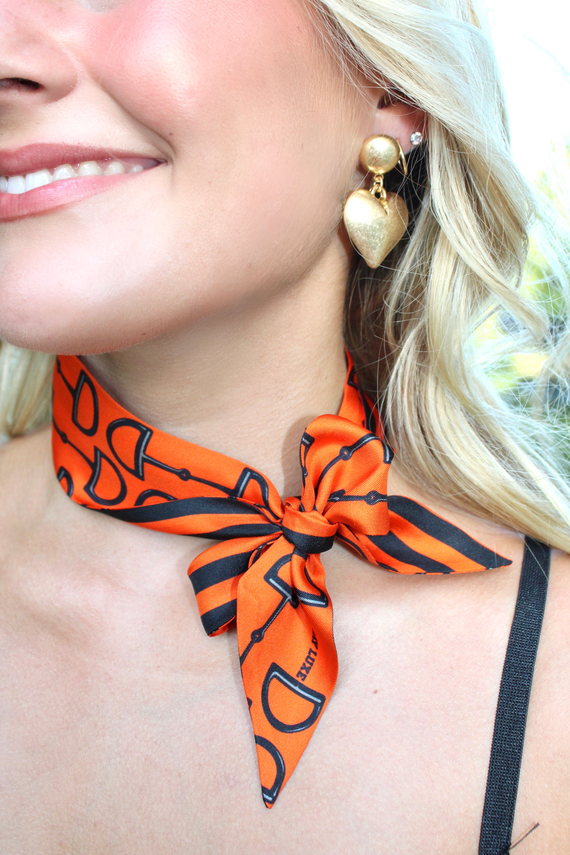 *Sale* Orange & Black Silk Game Day Scarf