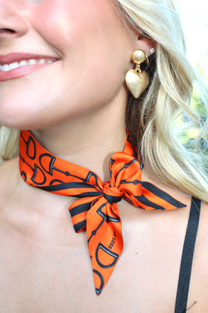 *Sale* Orange & Black Silk Game Day Scarf