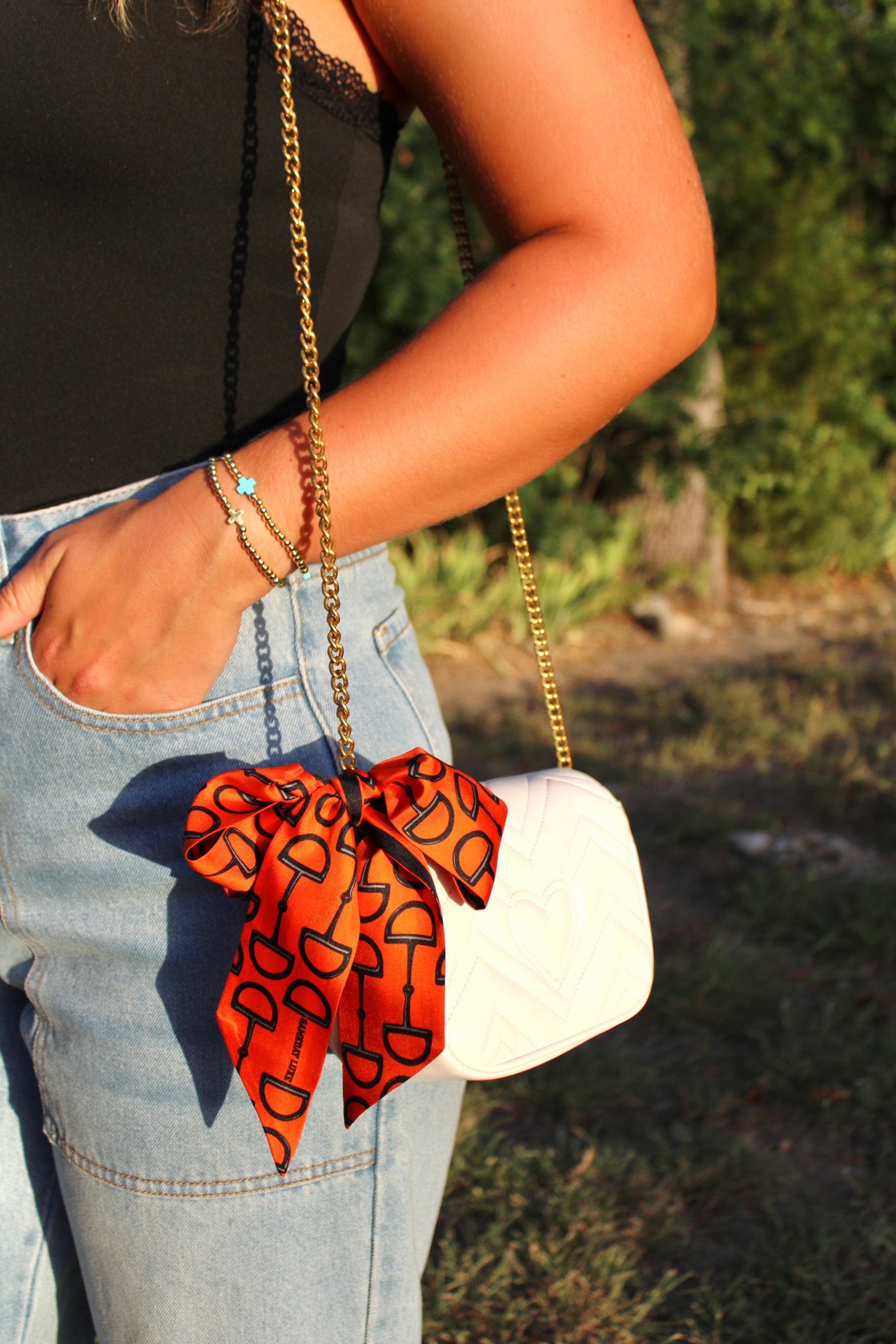 *Sale* Orange & Black Silk Game Day Scarf