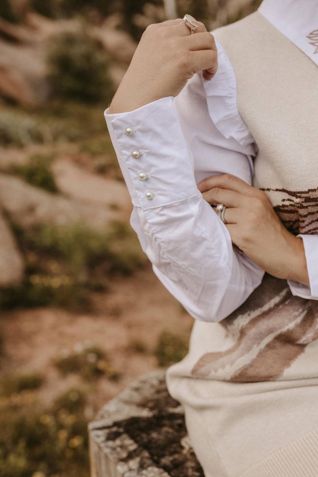 Horse Sweater Dress in Black w/Faux White Ruffled Oxford Dress