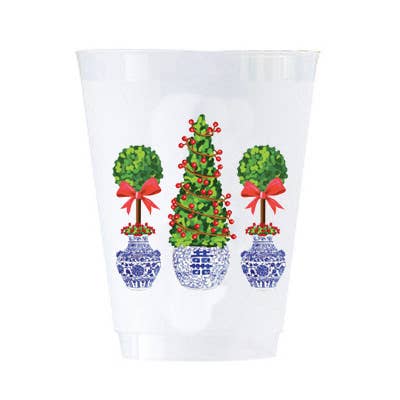 Chinoiserie Christmas Topiaries Shatterproof Cups
