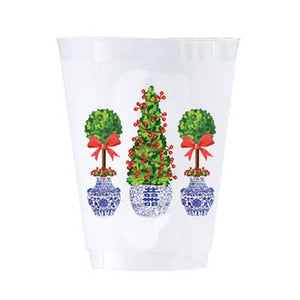 Chinoiserie Christmas Topiaries Shatterproof Cups