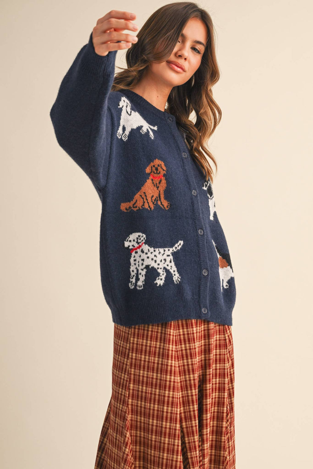 Haute Dog Knit Sweater Cardigan in Navy