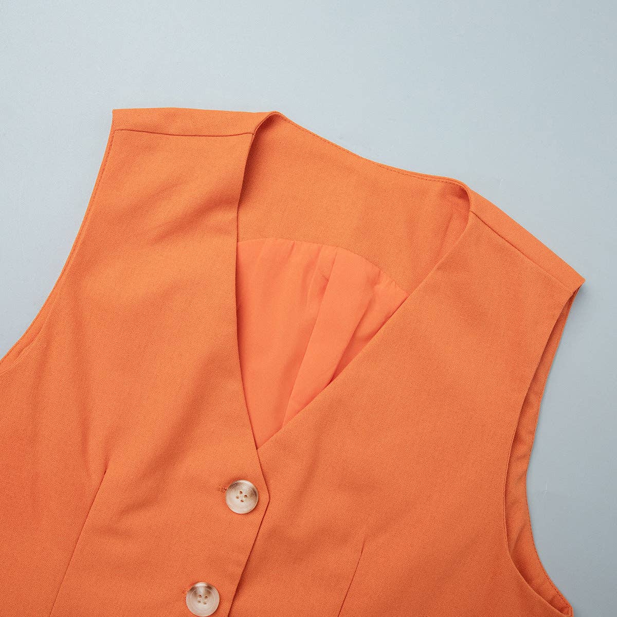 *Final Sale* Laurie Cotton & Linen Vest with Long Swing Skirt Set in Orange